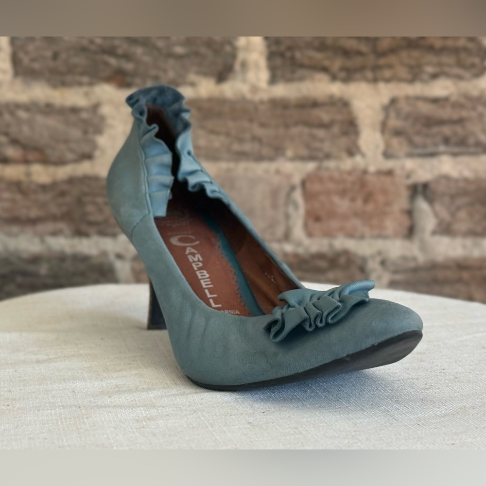 Jeffrey Campbell Ruched Ballet Flats Teal Leather Slip On Shoes